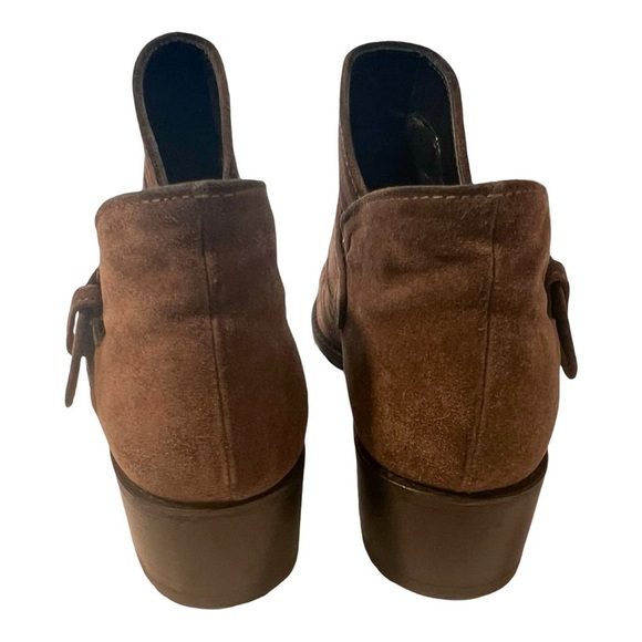 STUART WEITZMAN Brown Suede Buckle Leather Ankle Boots Sz 8 - Picture 3 of 5